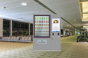 동전 지폐 지폐 신용 카드는 큰 터치 스크린 광고 기능으로 간식 음료를 위한 자판기 기계를 조작했습니다