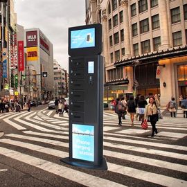 똑똑한 전화 위탁 간이 건축물 RFID에 의하여 운영하는 유리제 문 로커를 광고하는 Winnsen