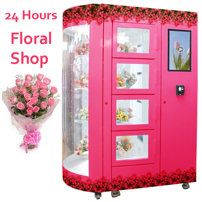 회전하는 꽃다발 꽃 자동 판매기 24 시간 현명한 락커 시스템을 밝히는 LED