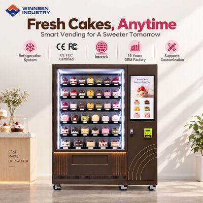 품질 Winnsen Automatic Bakery Cake Vending Machine Chilled Pastry Display Cashless Payment for Retail Store 공장