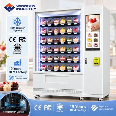 품질 Winnsen Smart Elevator Cake Vending Machine No Drop Delivery Refrigerated Glass Display Cabinet 공장