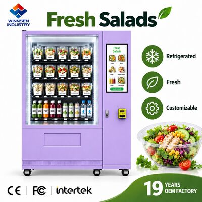 품질 Winnsen Automatic Salad Vending Machine with Transparent Glass Display LED Shelves 공장