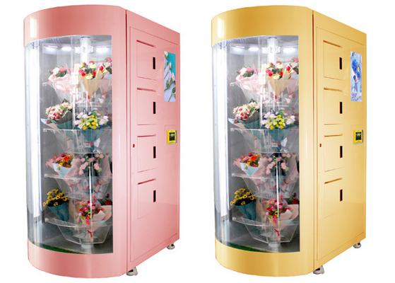 투명 유리창과 냉각 시스템 현명한 자판기와 꽃다발을 팔기 위한 최고급 꽃 자동 판매기