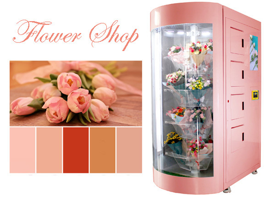 투명 유리창과 냉각 시스템 현명한 자판기와 꽃다발을 팔기 위한 최고급 꽃 자동 판매기
